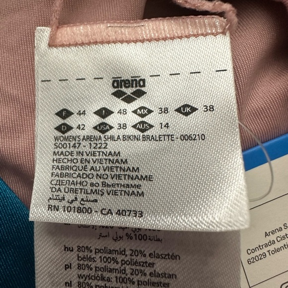 Arena Shila Bikini Bralette Size XL In Galapagos Beach Swim Removable Cups NWT - Picture 6 of 8